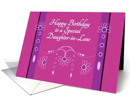 Happy Birthday Daughter-in-Law Flowers and Swirls card (879902)