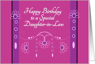 Happy Birthday Daughter-in-Law Flowers and Swirls card