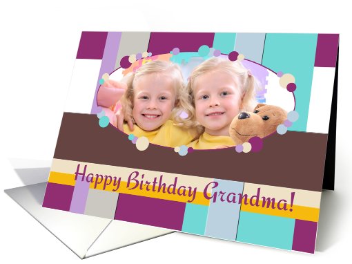 Happy Birthday Grandma Polka Dots and Stripes Photo card (887213)