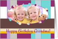 Happy Birthday Grandma Polka Dots and Stripes Photo Card