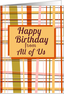 Happy Birthday From All of Us Colorful Stripes card