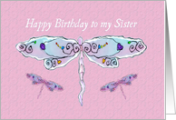 Sister Birthday with Pretty Dragonflies card