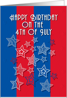 Happy Birthday on the 4th of July Stars and Stripes card