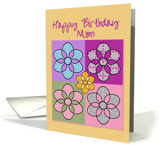 Happy Birthday Mom Colorful Patchwork Flowers card (934614)