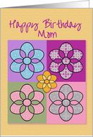 Happy Birthday Mom Colorful Patchwork Flowers card