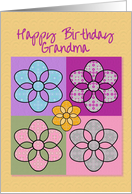 Happy Birthday Grandma Colorful Patchwork Flowers card