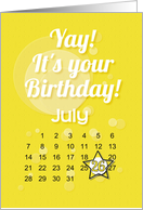 July 26th Yay It’s Your Birthday date specific card