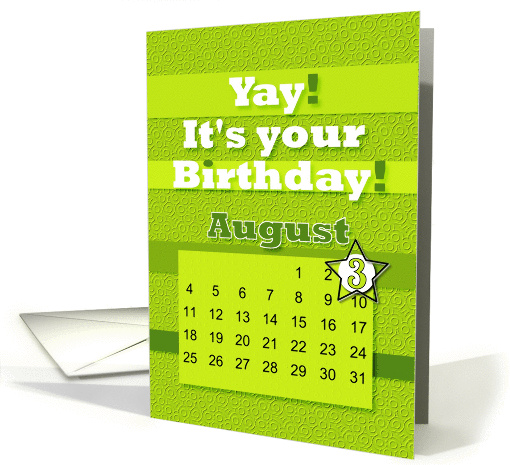 August 3rd Yay It's Your Birthday date specific card (938828)