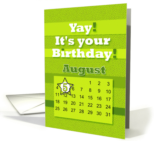 August 5th Yay It's Your Birthday date specific card (938952)