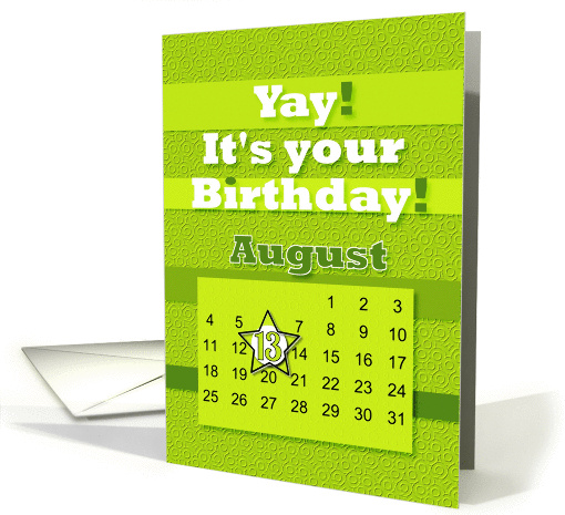August 13th Yay It's Your Birthday date specific card (938962)