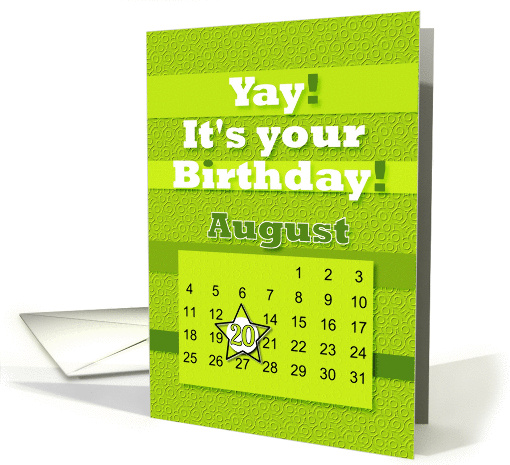 August 20th Yay It's Your Birthday date specific card (938972)