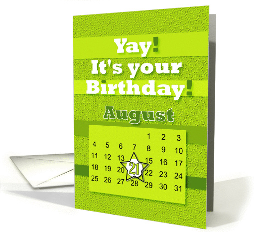 August 21st Yay It's Your Birthday date specific card (938973)