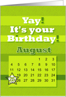 August 25th Yay It’s Your Birthday date specific card