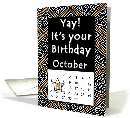 October 14th Yay It's Your Birthday date specific card (940510)