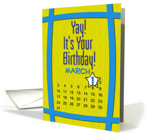 March 1st Yay It's Your Birthday date specific card (945060)