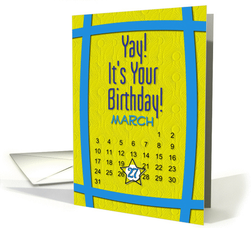 March 27th Yay It's Your Birthday date specific card (945216)