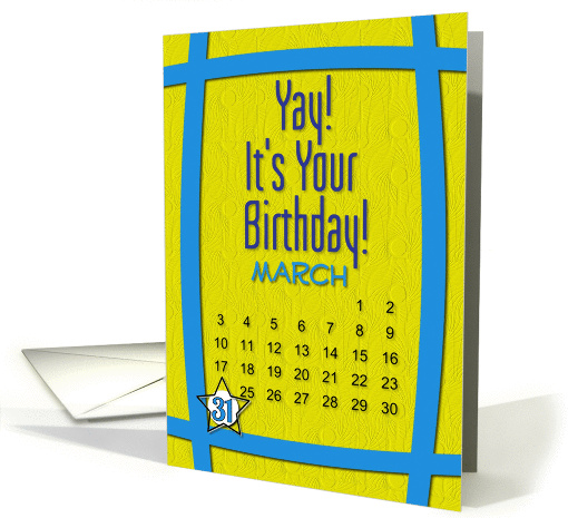 March 31st Yay It's Your Birthday date specific card (945220)