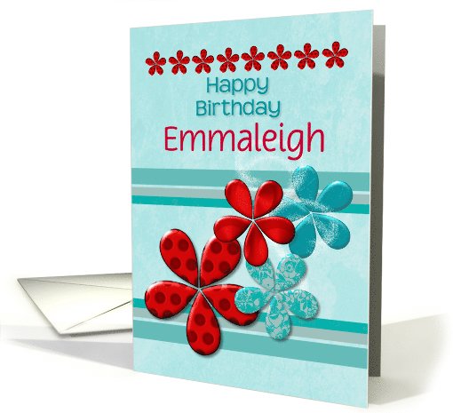 Happy Birthday Customizable Name Fun Flowers and Stripes card (993727)