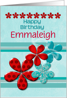 Happy Birthday Customizable Name Fun Flowers and Stripes card