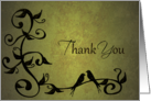 Olive Grunge Swirls Thank You Card