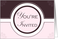 Mocha Pink Floral Dots Invitation card
