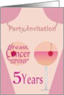 Pink Party Invite 5 Years Breast Cancer Survivor card