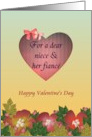 Valentine for Niece and Fiance Red Hearts Ribbon Bows and Flowers card