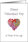 Valentine’s Day for Pastor and Wife Floral Heart And Red Bow card