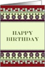 Birthday Geometric Borders In Dark Purple And Red card