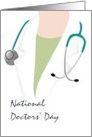 National Doctors’ Day Sketch of Doctor with Stethoscope Round Neck card