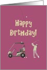 Golf Birthday Teen Girl Golfer And Cart card
