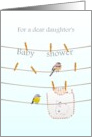 Daughter’s Baby Shower Birds and Bib on Washing Line card