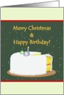 Birthday on Christmas Day Baubles and Candle on Sponge Cake card