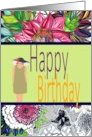 Birthday for Niece Lady in a Hat and Florals card