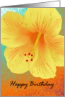Birthday flower, yellow hibiscus card