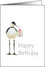 Avocet Birthday Cute Avocet Bringing A Birthday Gift card