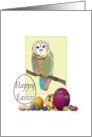 Easter Owl and Colorful Easter Eggs card