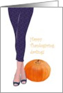 Thanksgiving for Husband Legs and Pumpkin card