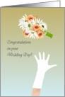 Congratulations on your wedding day, throwing the bouquet card