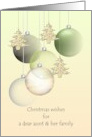 Christmas Aunt and Family Glass Baubles Holiday Tree Ornaments card