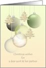 Christmas Aunt and Partner Glass Baubles Holiday Tree Ornaments card