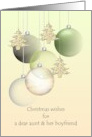 Christmas Aunt and Boyfriend Glass Baubles Holiday Tree Ornaments card