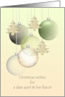 Christmas Aunt and Fiance Glass Baubles Holiday Tree Ornaments card