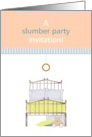 Slumber Party Invitation Comfortable Bed Fluffy Pillows Teddy Bear card