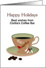 Custom Christmas Coffee Santa Reindeer Cup Gift Wrapped Sugar Cubes card