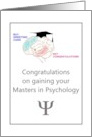 Congratulations Masters in Psychology Psi Graduation Cap on Brains card