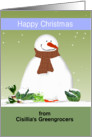 Custom Happy Christmas From Greengrocer Snowman And Vegetables card