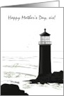 Mother’s Day for Sister Lighthouse Black and White Tones card