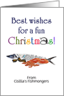 Customizable Christmas greeting fishmongers to customers, fresh seafood card