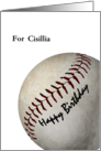 Happy Birthday Written On Baseball Sports Custom Name card
